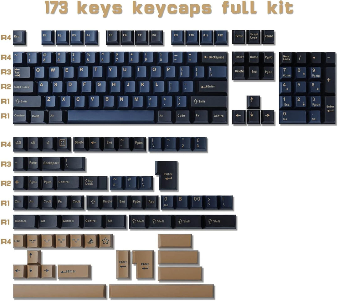 Keycaps 173 Tasten Double Shot Tastenkappen Cherry Profil ABS Custom Keycaps für ANSI&ISO Layout Che