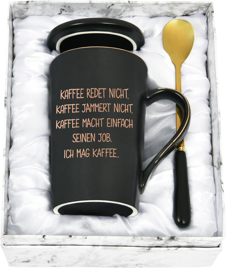 Diztoud Kaffeetasse Geschenk, Kaffee Geschenk, lustig Tasse mit spruch Kaffee macht einfach seinen J