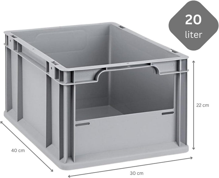 Mega Deal | 10x Proregal Eurobox NextGen Insight | Front offen | HxBxT 17x30x40 cm | Grau HxBxT 22x3