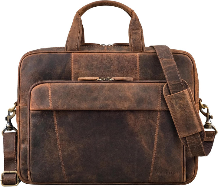 STILORD Jaron Vintage Ledertasche Leder Herren Damen 15,6 Zoll Laptoptasche Umhängetasche gross Akte
