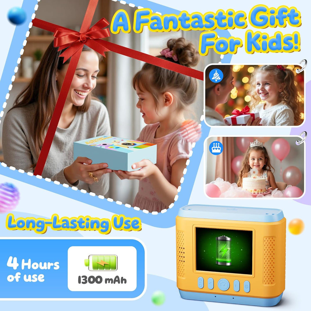 Kinderkamera Sofortbildkamera, 1080P HD Sofortbildkamera Kinder mit 32GB Karte, 2,4 Zoll Digitalkame