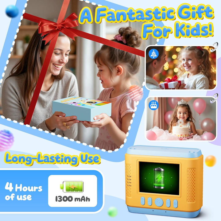 Kinderkamera Sofortbildkamera, 1080P HD Sofortbildkamera Kinder mit 32GB Karte, 2,4 Zoll Digitalkame