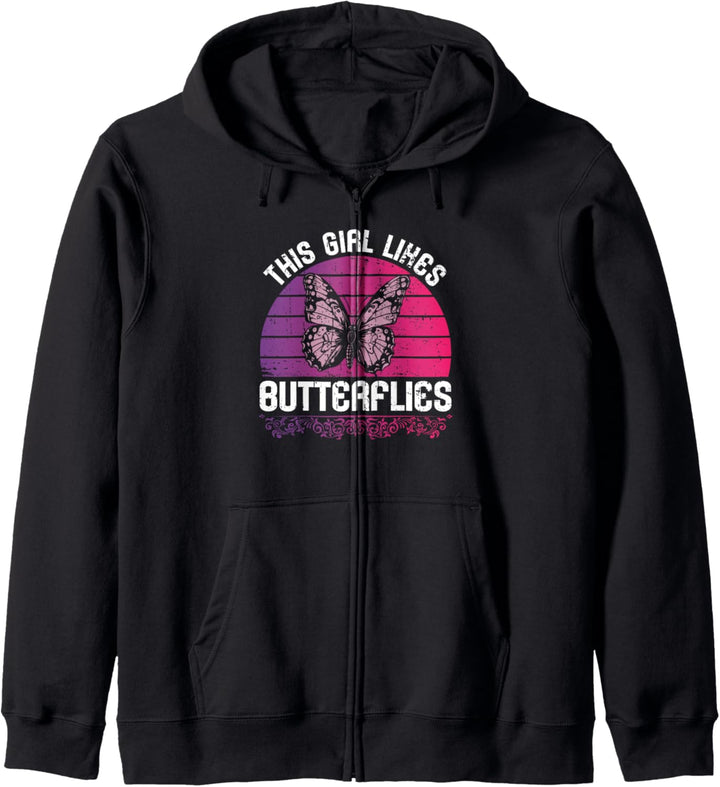 Mädchen mag Schmetterlinge, niedlicher bunter Schmetterling Kapuzenjacke