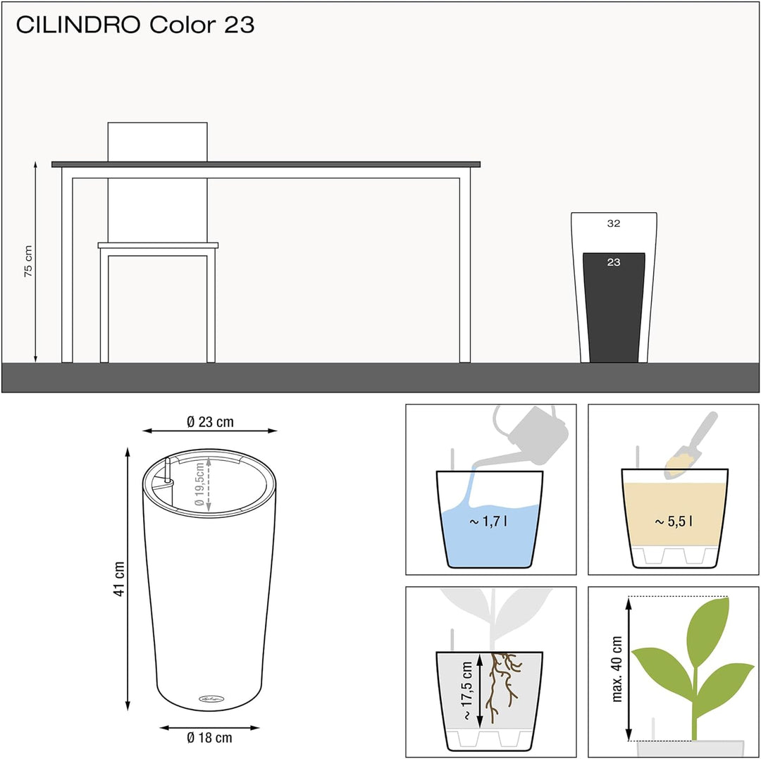 LECHUZA CILINDRO Color 32 weiss 13950 32x32x56 cm Weiss, 32x32x56 cm Weiss