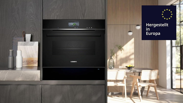 Siemens BI710C1B1 iQ700, Smarte Wärmeschublade, 60 x 14 cm, Schwarz, Niedrigtemperaturgaren, Teller