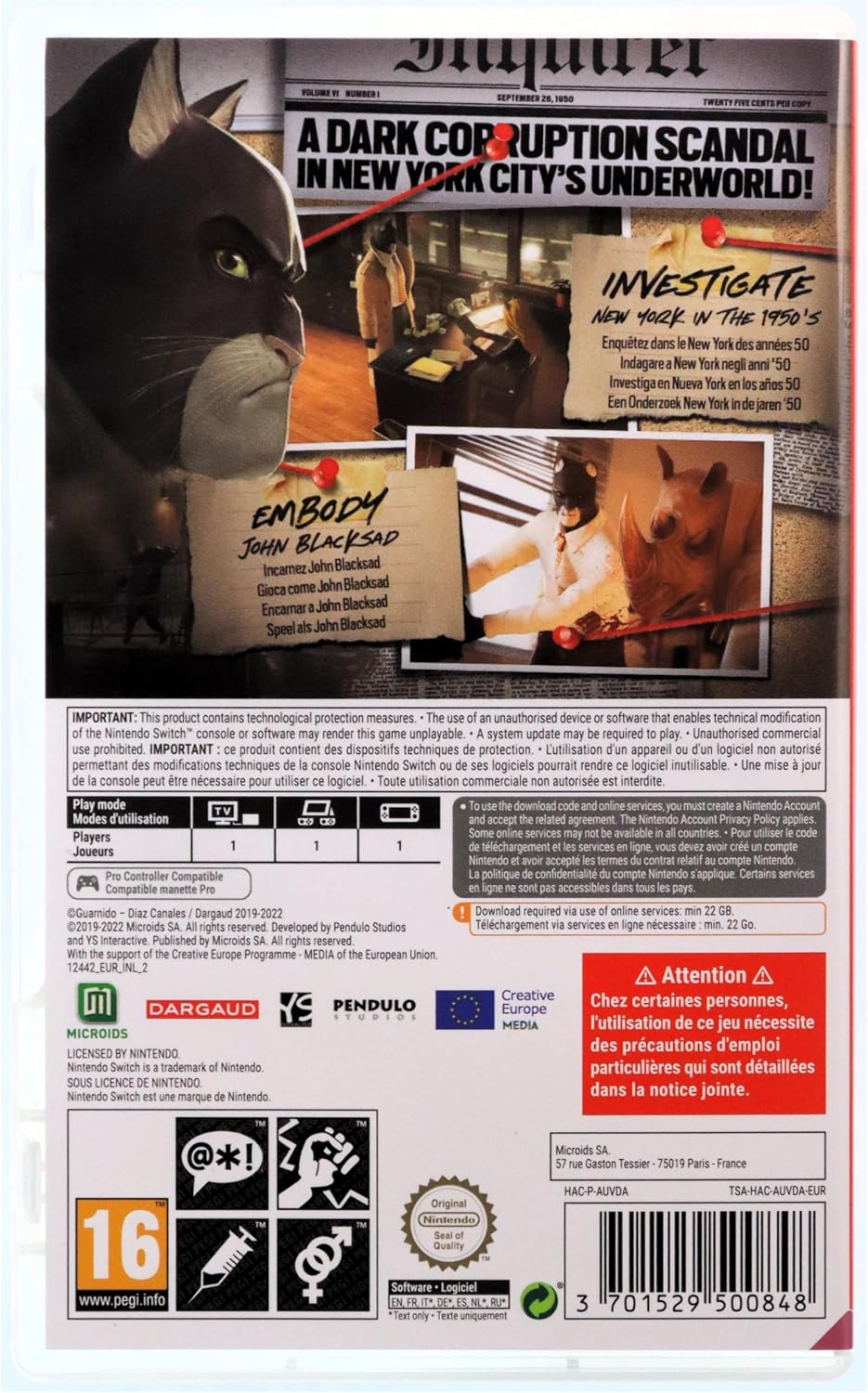 BLACKSAD Under The Skin - Switch