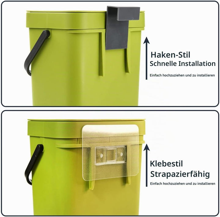 Spesh Biomülleimer Küche 2er-Set(5L+3L) Kunststoff Komposteimer Geruchsdicht Aufhängbar Abfalleimer