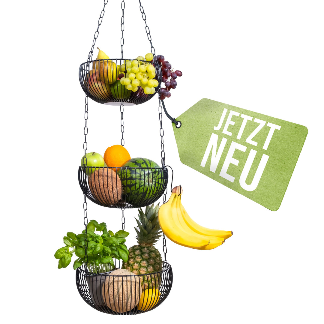 BS Obstkorb hängend – hochwertiger Hängekorb im modernen Stil Aufbewahrung Obst und Gemüse – Obstsch