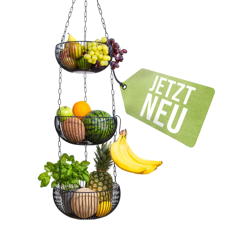 BS Obstkorb hängend – hochwertiger Hängekorb im modernen Stil Aufbewahrung Obst und Gemüse – Obstsch
