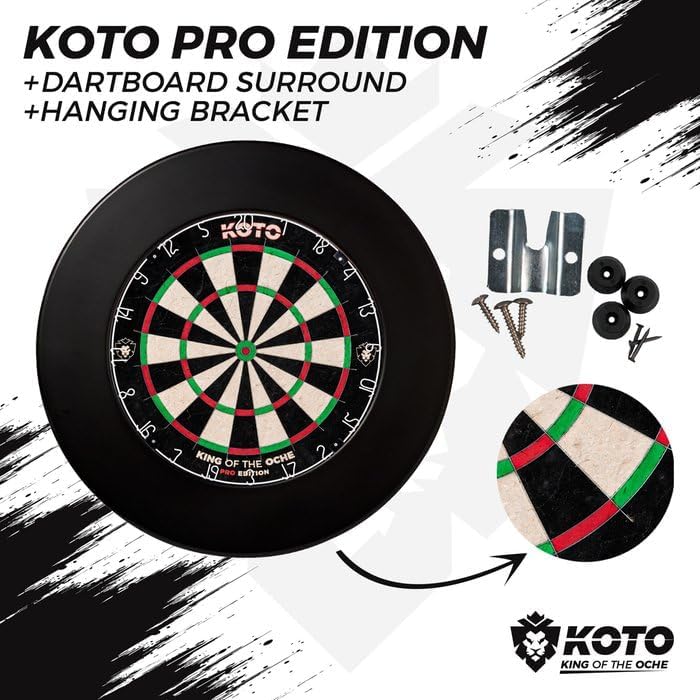 KOTO - King Pro + Dartbord Surround, Hochwertiger Dart Surround für alle Dartscheiben, Dart Auffamgr