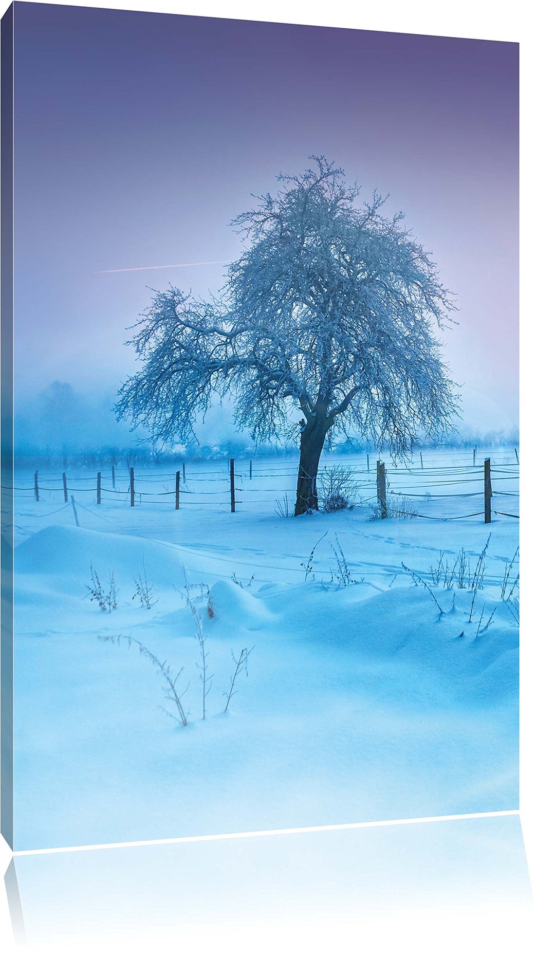 Baum in Winterlandschaft, Format: 100x70 auf Leinwand, XXL riesige Bilder fertig gerahmt mit Keilrah