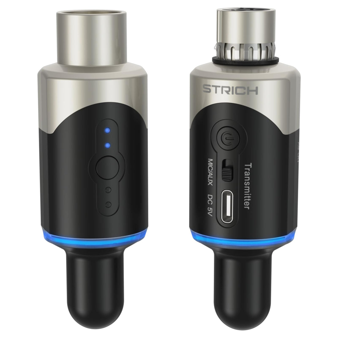 STRICH M5 UHF Wireless XLR Mikrofon-System, 4-Kanal-Sender & Empfänger für Dynamikmikrofon, 61m Reic