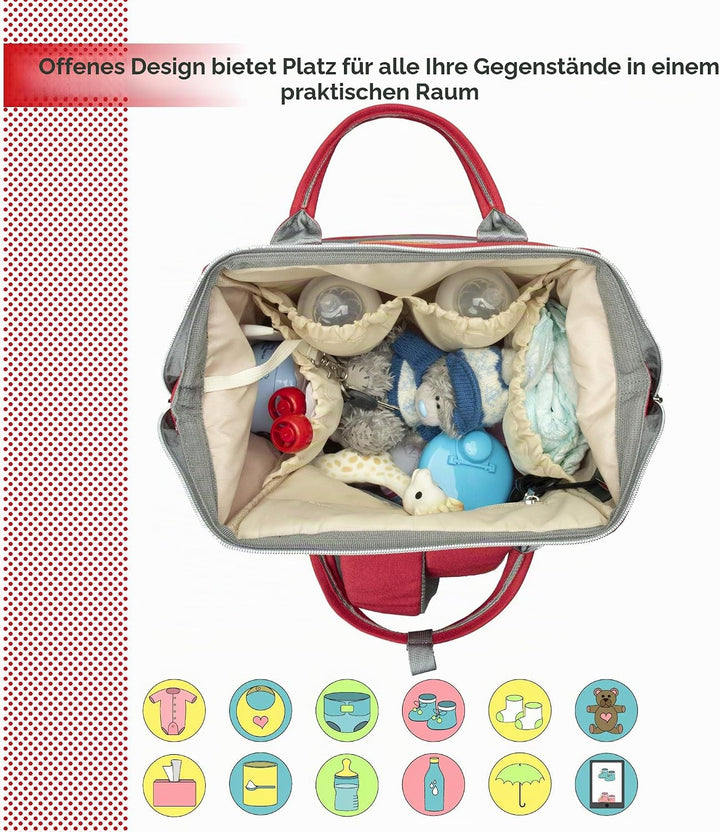 Baby Wickelrucksack, Babytasche für Reise, Wickeltasche Grosse Kapazität, Multifach Reise Rucksack W