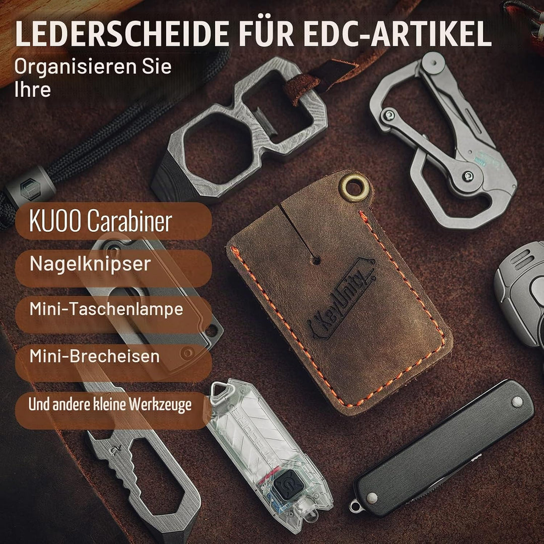 KeyUnity Handgenähte EDC Lederscheide, Kartenhüllen, Tasche Organizer Slip Beutel Ka03, Ka03