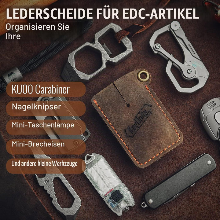 KeyUnity Handgenähte EDC Lederscheide, Kartenhüllen, Tasche Organizer Slip Beutel Ka03, Ka03