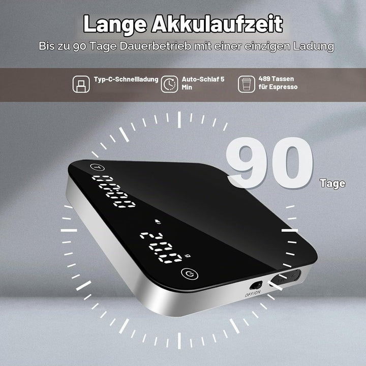 Mini-Kaffeewaage mit Timer,barista waage,Wiederaufladbare Waage für Filterkaffee,barista waage für E