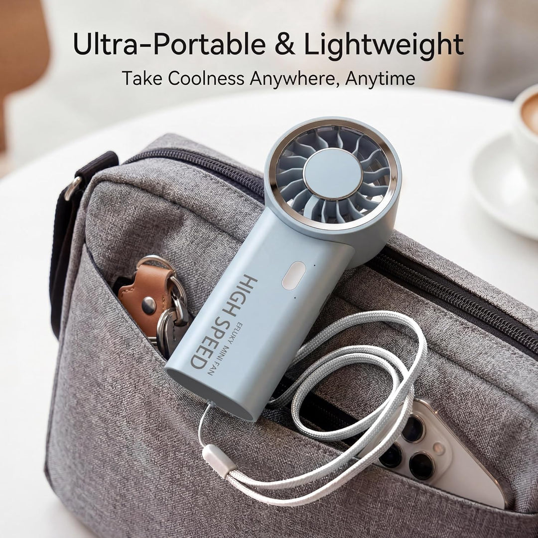 efluky Handventilator, Mini Hochgeschwindigkeits-Ventilator, USB wiederaufladbar mit 5 Geschwindigke