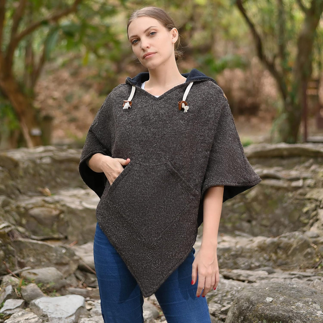 virblatt - Poncho Herren Wolle & Poncho Damen | Wolle &Polarfleece Herren Poncho Winter Fleece warm