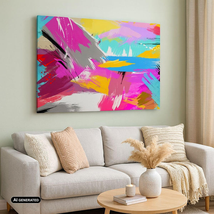 Bilder auf Leinwand 100x70cm Leinwandbild mit Rahmen Abstraktion modern Gross Wanddeko Bild Schlafzi
