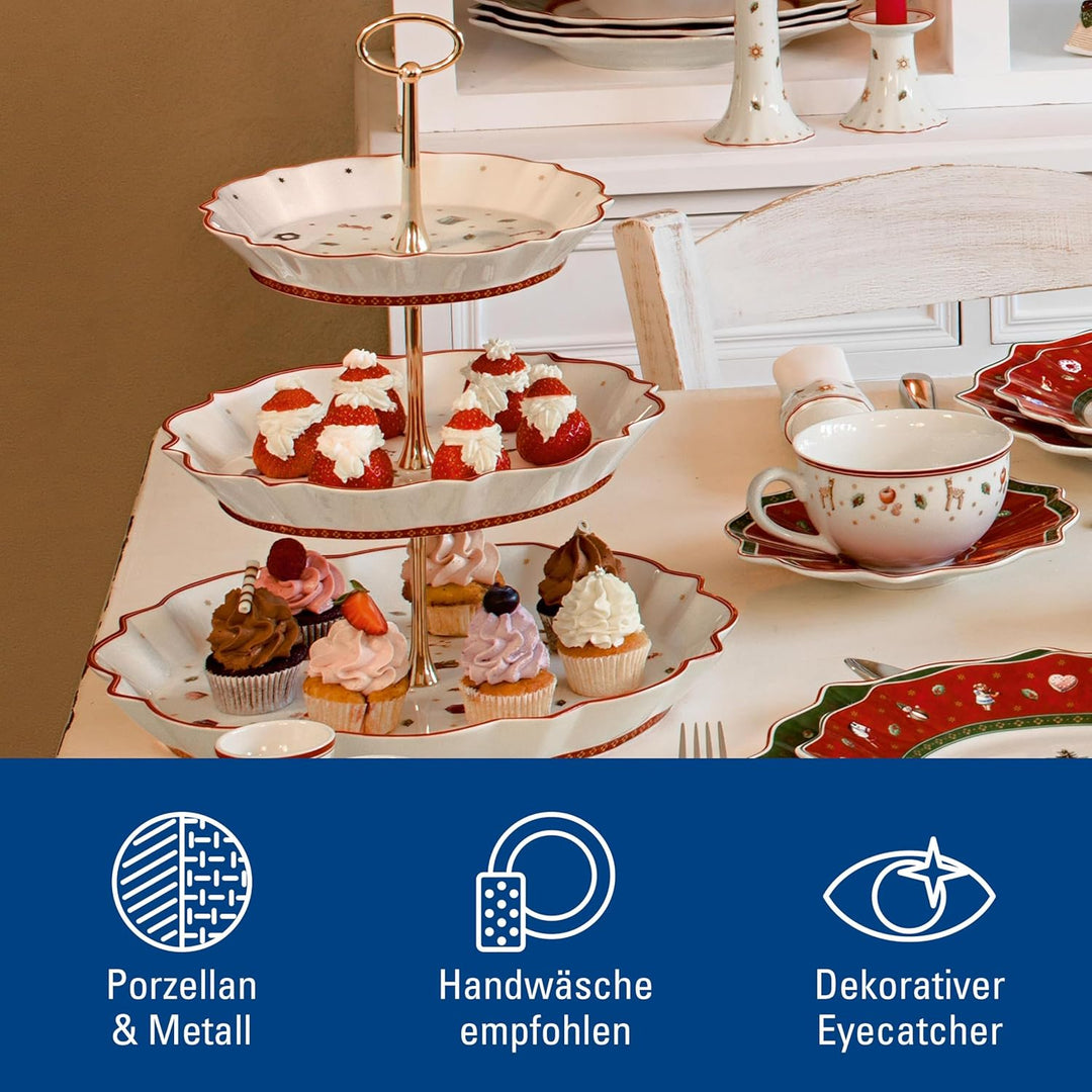 Villeroy und Boch Toy's Delight Etagere, 250 ml, Premium Porzellan, Weiss/Rot Grosse Etagere, Grosse