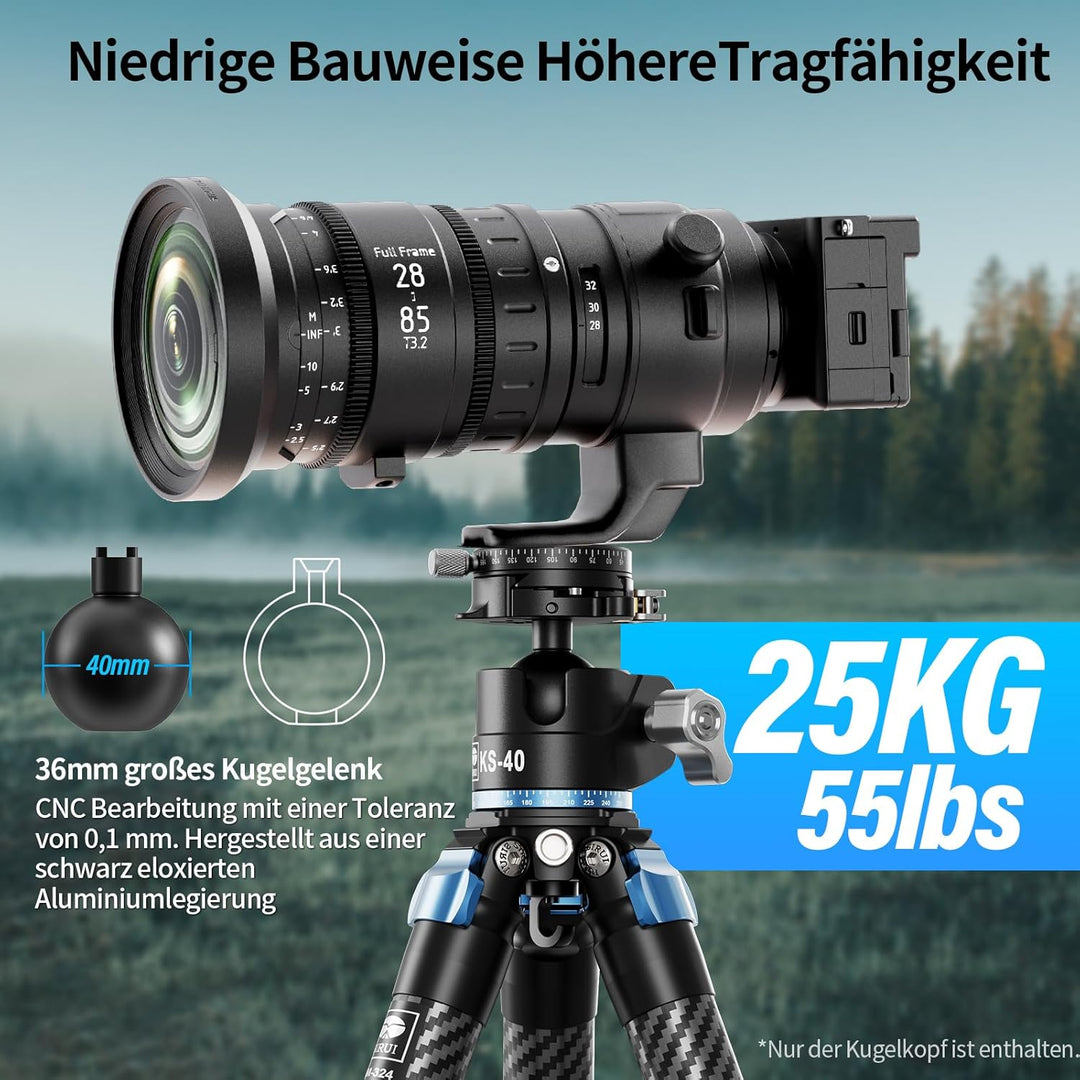 SIRUI KS-40 Low Profile Kugelkopf, 40mm Aluminium 360° Doppel-Panoramakugelkopf für Kamera, Camcorde