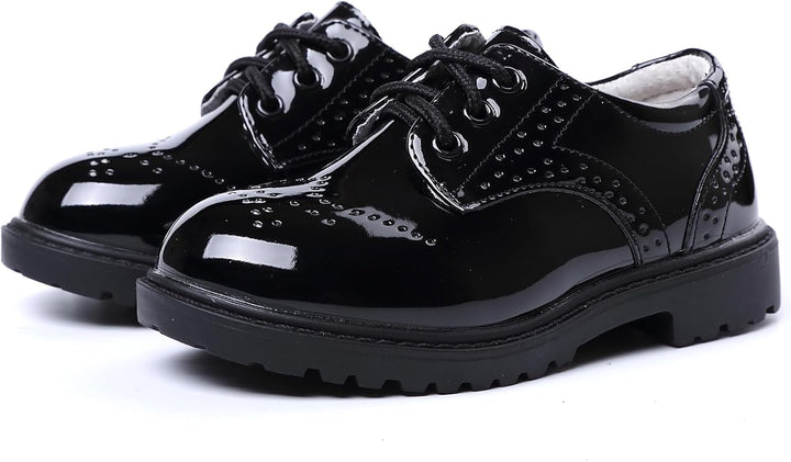 PPXID Jungen Schnürhalbschuhe wasserdichte Lackschuhe Schule Oxfords Uniform Hochzeit Anzugschuhe 22