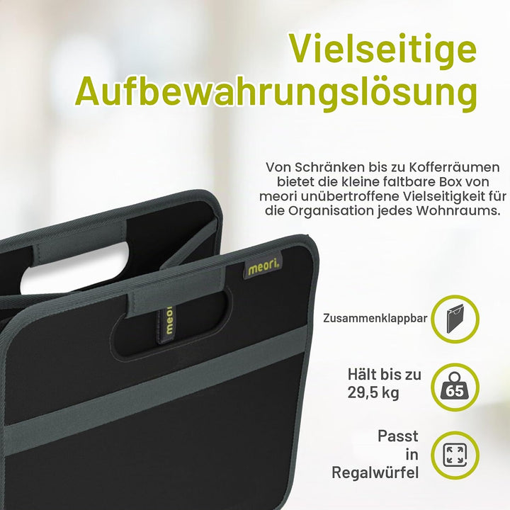 Meori Aufbewahrungsbox faltbar Traglast 30 kg - 32cm 26,5cm 27.5cm Grösse S - schwarz Schwarz Faltbo