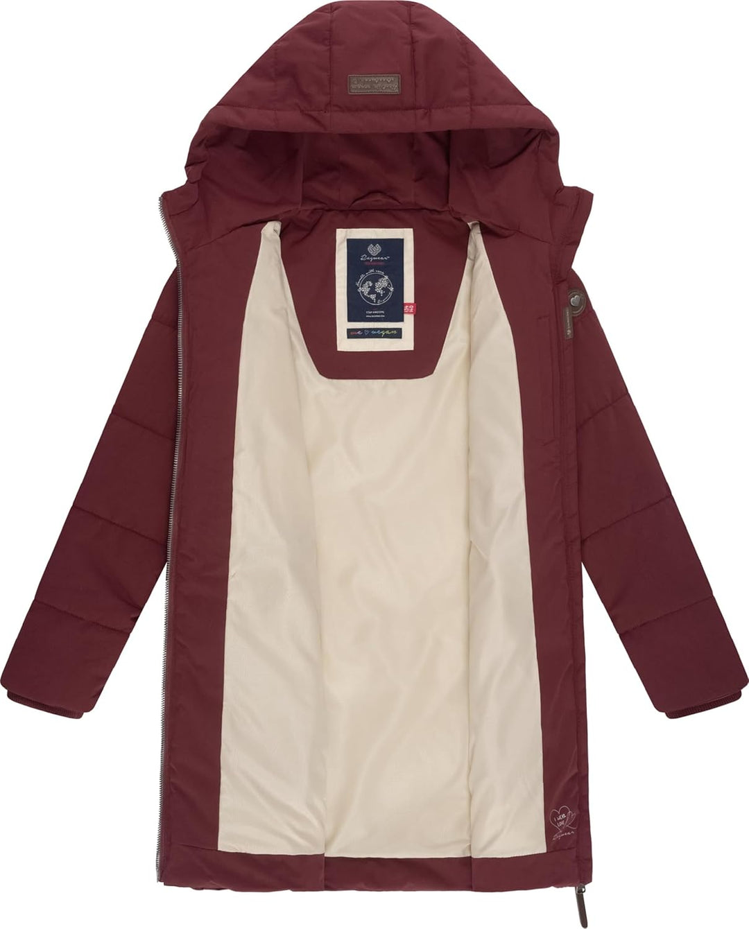 Ragwear Kinder Mädchen Warmer Winter Steppmantel mit Kapuze Rebbie 128-170 170 Wine Red23, 170 Wine