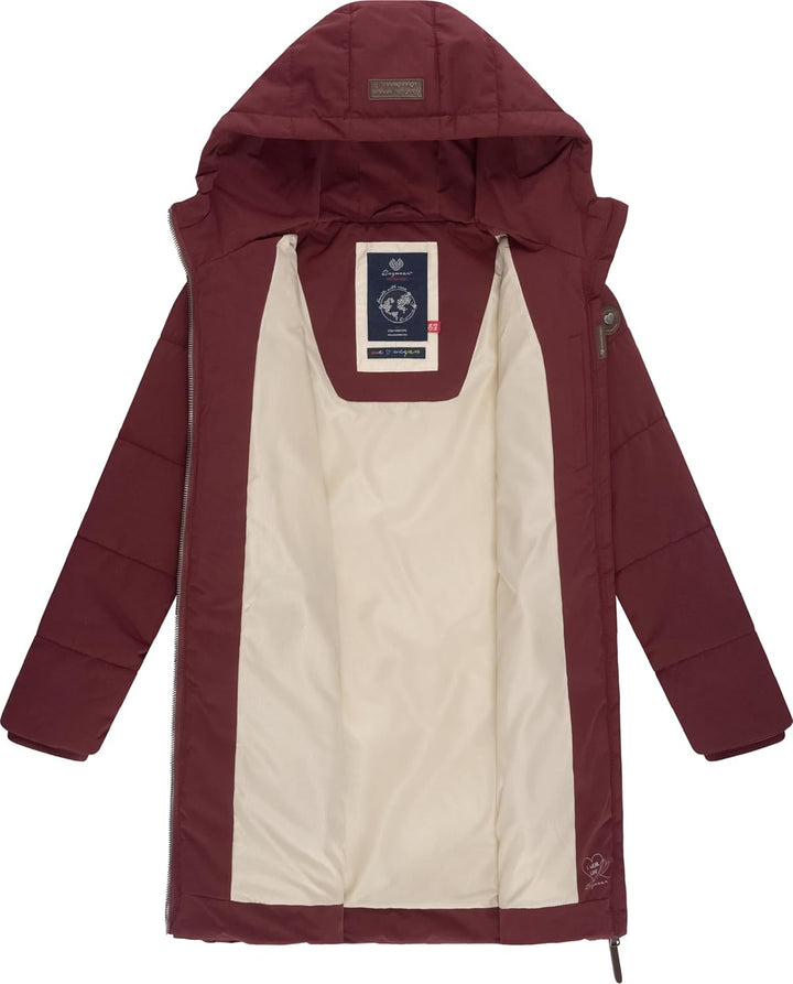 Ragwear Kinder Mädchen Warmer Winter Steppmantel mit Kapuze Rebbie 128-170 170 Wine Red23, 170 Wine