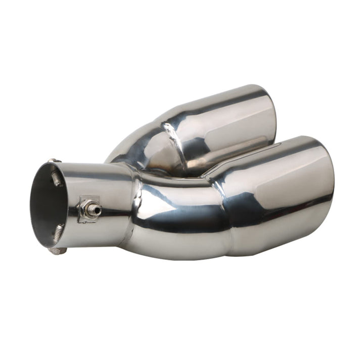 2.5" 63mm Einlass Doppelspitzen Schalldämpfer 3"Auslass Edelstahl Auto Heck Throat Doppelauspuff (Bi