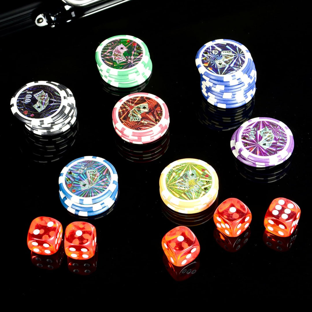 Pokerkoffer Deluxe Pokerset mit 600 Ocean Champion Chips mit Metallkern á 12 g viel Zubehör Kartenmi
