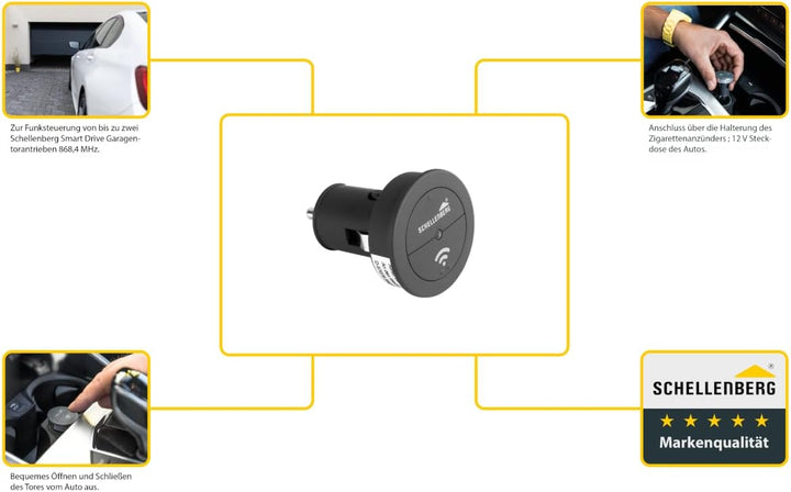 Schellenberg 60932 Garagentor Fernbedienung Funk-Autosender Smart DRIVE, 2-Kanal, 868,4 MHz, Tor aus