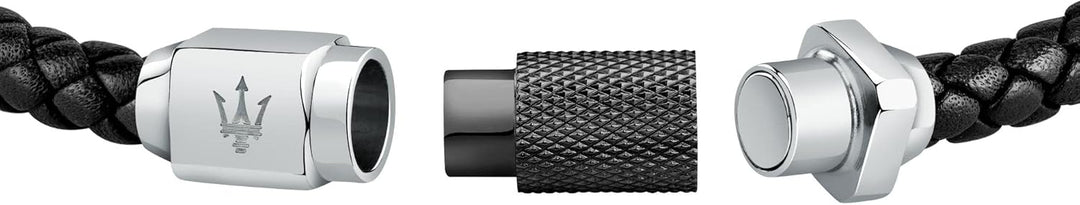 Maserati Recycled Leather Herren Armband - JM223AVE19 Schwarz, Schwarz