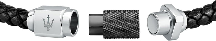 Maserati Recycled Leather Herren Armband - JM223AVE19 Schwarz, Schwarz