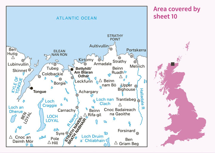 Strathnaver, Bettyhill & Tongue (OS Landranger Map, Band 10), Karte