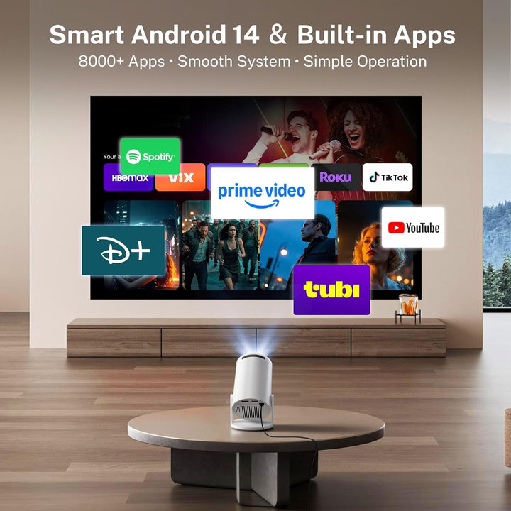 Mini Beamer 4k Heimkino Unterstützt Android 14, LYNCAST Mini projektor Tragbarer Projektor mit Bluet