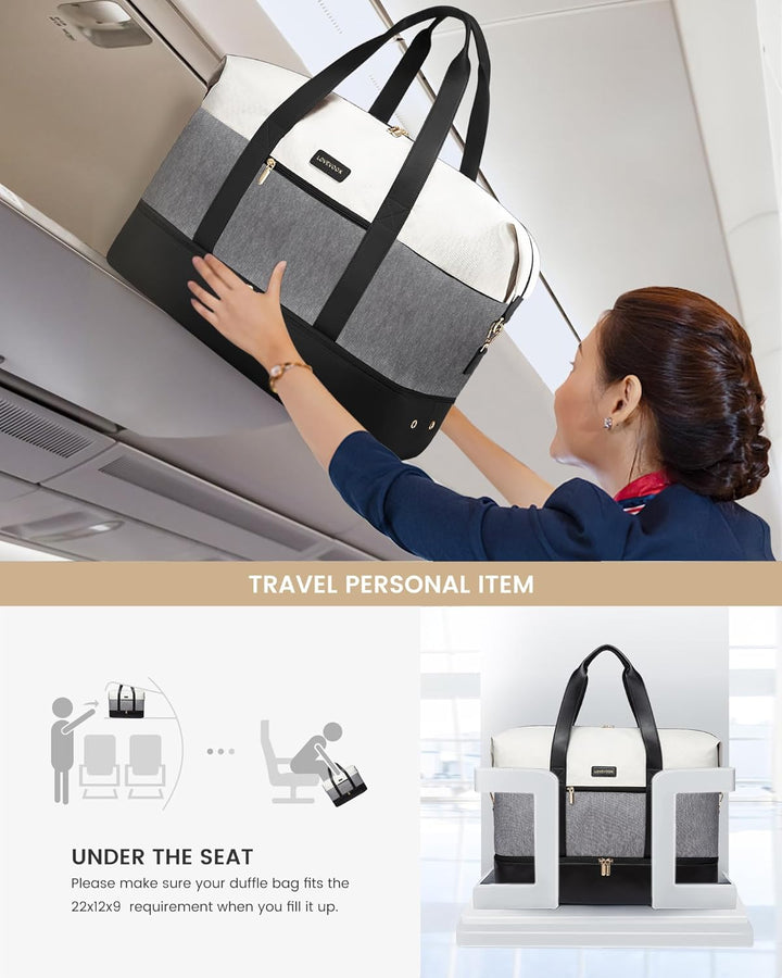 LOVEVOOK Reisetasche Sporttasche Damen, Leichte 45L Weekender Travel Bag, Kliniktasche Geburt mit Ku