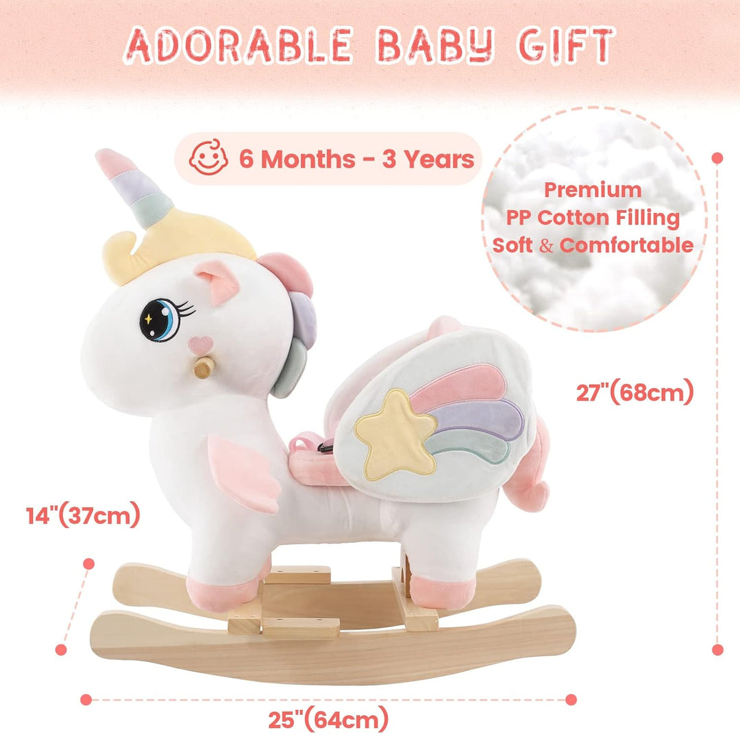 FUNLIO Einhorn-Baby-Schaukelpferd, Regenbogen-Fee-Einhorn-Schaukelpferd für Kleinkinder von 6 Monate