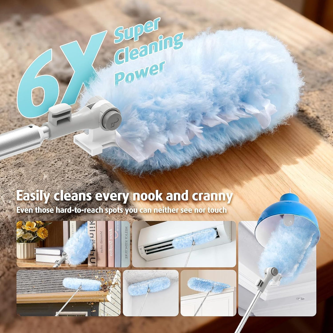 AIR U+ 180cm Staubwedel Teleskop mit 20 Stück für Swiffer - Staubwedel Lang Ausziehbar, Einweg Mikro