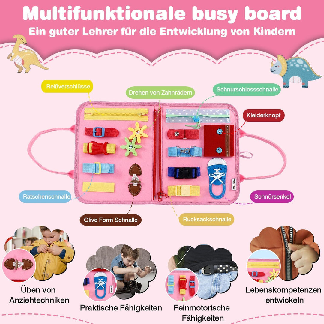 JHkim Busy Board Deutsch Montessori Spielzeug ab 1 2 3 4 Jahr Junge Mädchen, Baby Sensorik Geschenk
