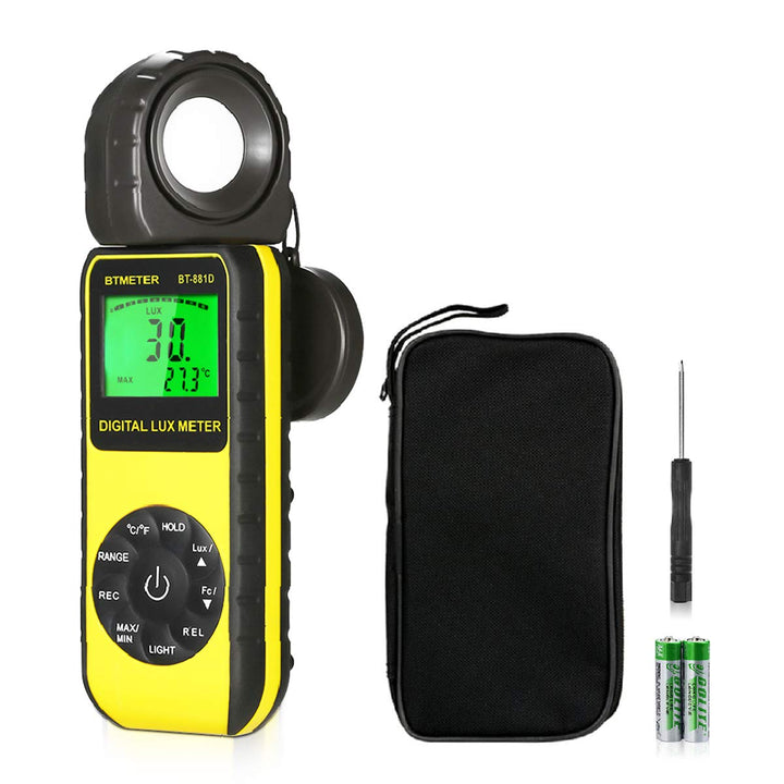BTMETER BT-881D Digital Illuminance Light Meter, Measure Lights 0.01~400,000 Lux (0.01~40,000 FC) Fo