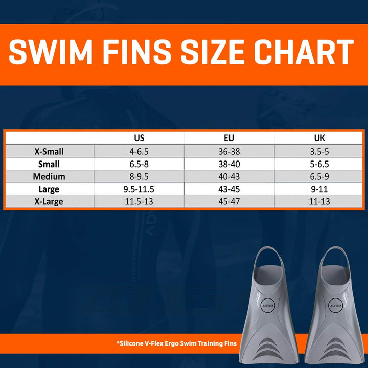 ZONE3 V-Flex Ergo Flossen X-Small (3.5-5 UK) silber, X-Small (3.5-5 UK) silber