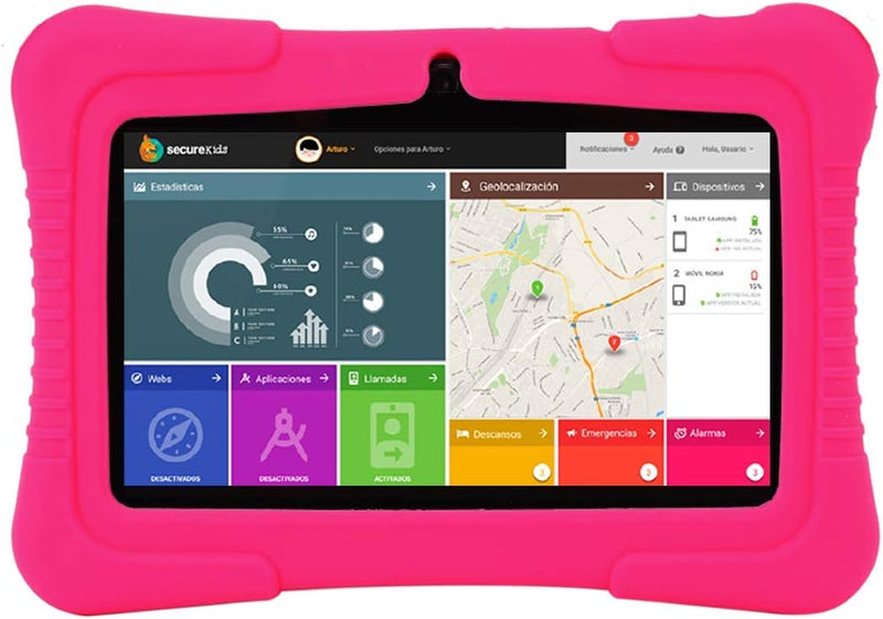 SaveFamily Tablet Kids 7" Tablet mit Kinderbrowser, elterlicher Kontrolle und Inhaltskontrolle, Anti