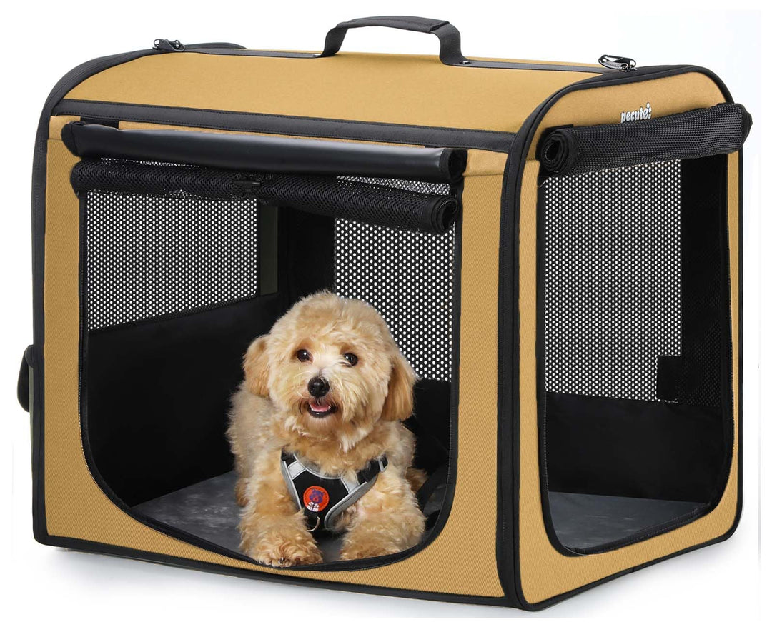 pecute Hundebox Faltbar Hundetransportbox Stabil Auto Transportbox Hund 61 x 52 x 45 cm, Leicht Katz
