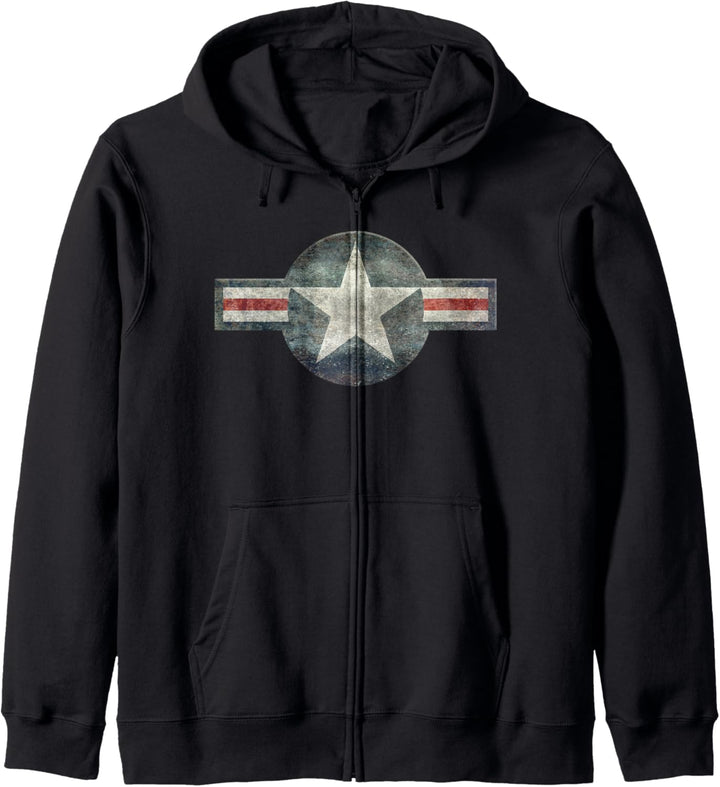 Vintage Air Force stilisierte Stern Roundel Kapuzenjacke