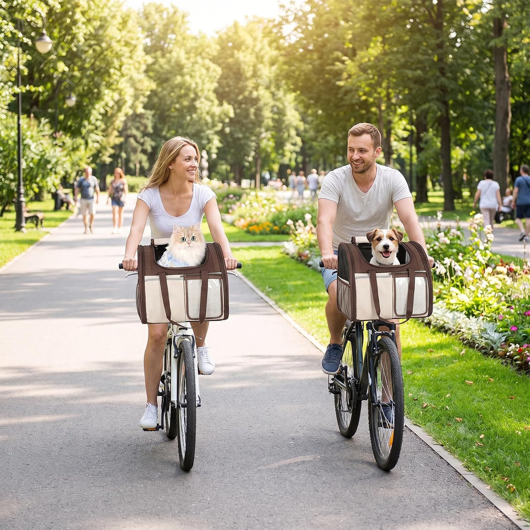 Hundekorb Fahrrad Vorne, Tragbarer Atmungsaktiver Hundefahrradkorb mit Sicherheitsleine Weichem Kiss