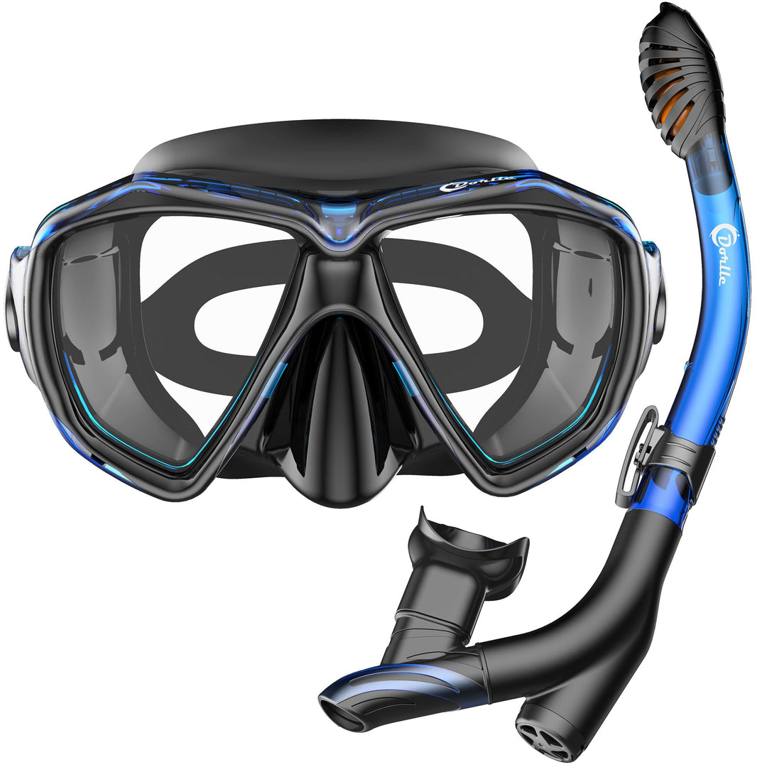 Dorlle Schnorchelset Schnorcheln Set mit Schnorchel und Taucherbrille，wasserdichte Tauchmaske Anti-F