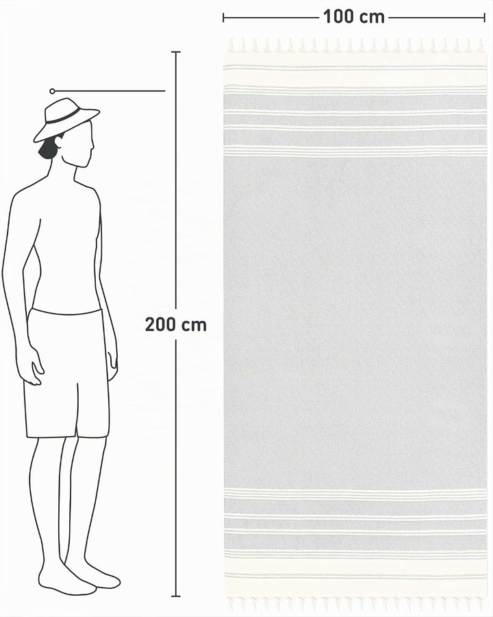 Fit-Flip Hamamtuch aus 100% Baumwolle saugfähig und schnelltrocknend | Light Grey, 100x200cm Diamond