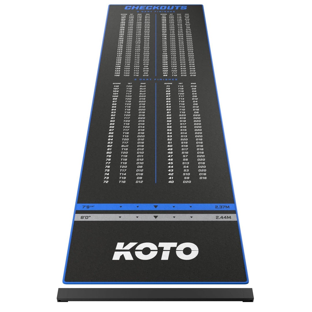 KOTO - Oche Carpet Checkout Dartmatte 285 x 80 cm + Oche Inkl. Score Indikator, Rutschfeste Teppich