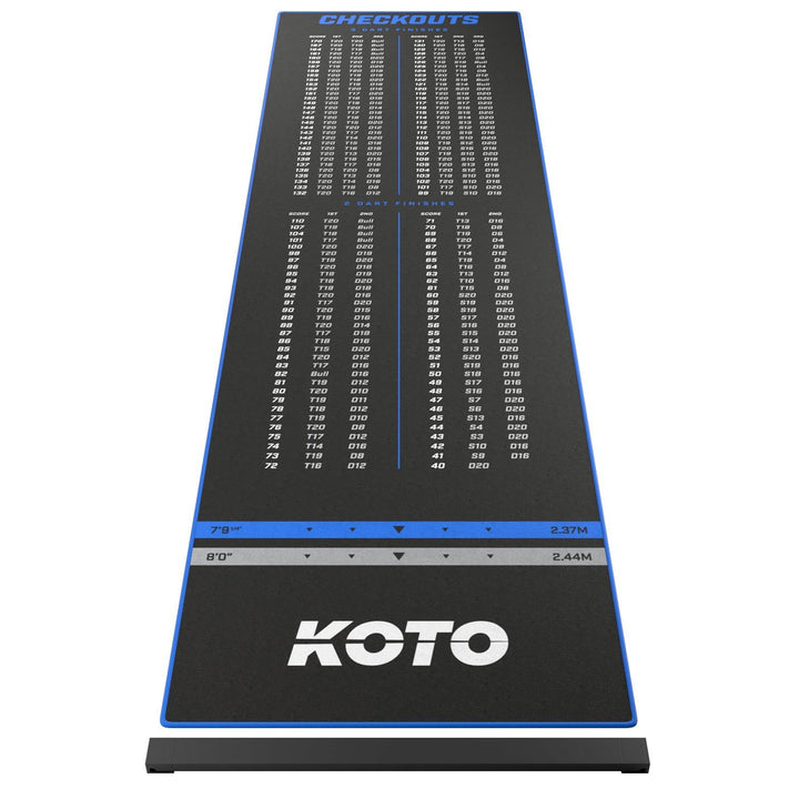KOTO - Oche Carpet Checkout Dartmatte 285 x 80 cm + Oche Inkl. Score Indikator, Rutschfeste Teppich